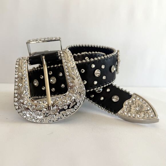 Grunge Goth Cross Gemstone Belt – Black Silver Unisex Style, Brand New - Picture 12 of 12